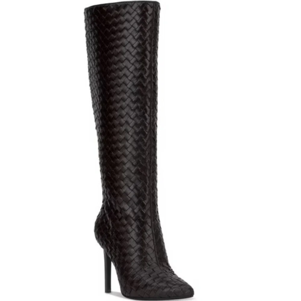 INC International Concepts Women Boots 8M Savonia Woven Knee High Stiletto Heel - Picture 1 of 11